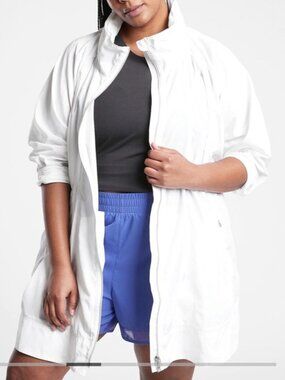 Athleta White Drip Drop Jacket Lightweight Windbreaker Utility Jacket Size 2X
